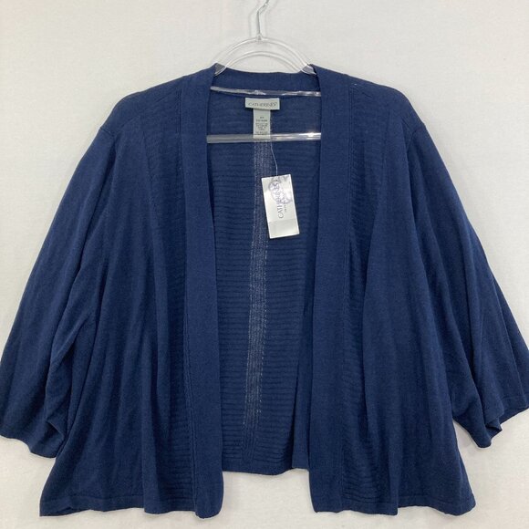 New Catherines Navy Soft Lightweight Knit Open Cardigan Elegant Preppy 2X - Picture 1 of 8
